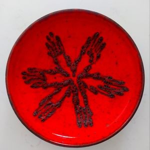 Gorgeous Unique West Germany Midcentury Modern (MCM) Red Fat Lava Bowl w Star